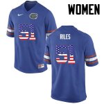 Women's Florida Gators #51 Antonio Riles NCAA Nike Blue USA Flag Fashion Authentic Stitched College Football Jersey LLD5662NI